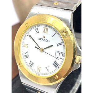 Movado Men's Watch 81.65.877.2 Swiss Quartz White Dial Two Tone Stainless Steel